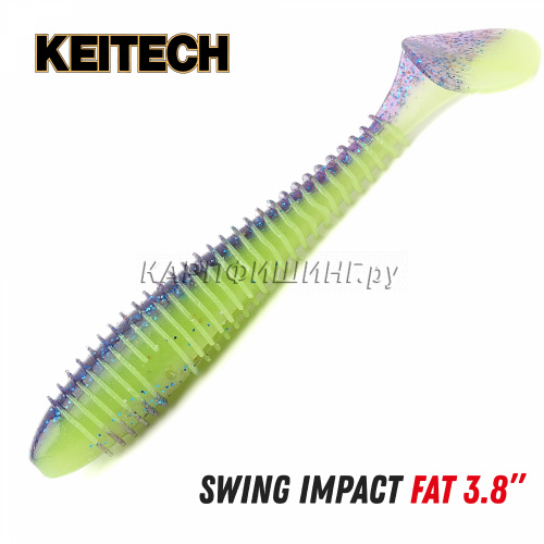 Приманка силиконовая KEITECH Swing Impact Fat 3.8" PAL#06 Violet Lime Belly