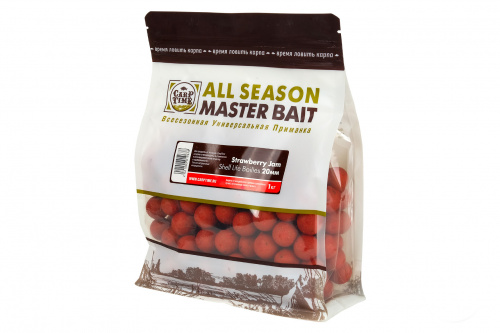 Бойлы тонущие насадочные CarpTime Master Bait Strawberry Jam (Клубничный Джем) 1кг фото 6