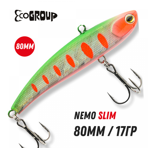 Виб ECOPRO Nemo Slim 80mm 17g 023-Broken Lime Виб ECOPRO Nemo Slim 80mm 17g 023-Broken Lime