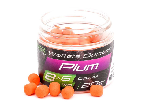 Вафтерсы ZEMEX Wafters Dumbells Plum (Слива) 8x6mm Вафтерсы ZEMEX Wafters Dumbells Plum (Слива) 8x6mm