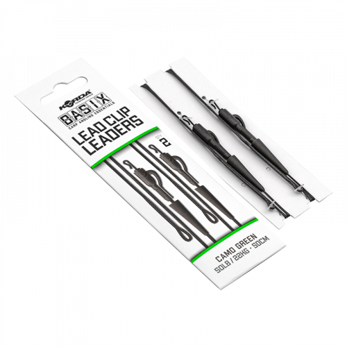 Карповая монтаж "Безопасная Клипса" KORDA Basix Lead Clip Leaders 50cm Camo Green 50lb фото 2