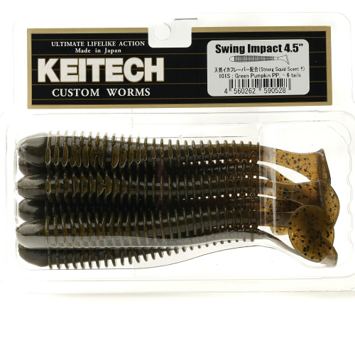 Приманка силиконовая KEITECH Swing Impact 4.5" #101 (Green Pumpkin PP)
