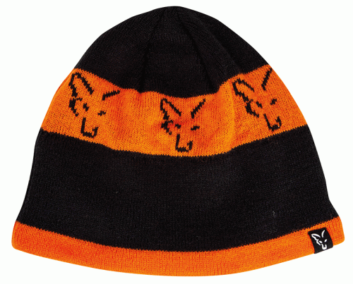 <strong>Шапка из линейки Black & Orange FOX Beanie</strong> - Черно оранжевая шапка с подкладкой из флиса. фото 2 Шапка FOX Black & Orange Beanie фото 2