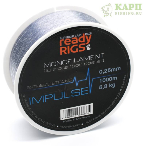 Леска карповая Ready Rigs IMPULSE Grey 1000m. Леска карповая Ready Rigs IMPULSE Grey 1000m.