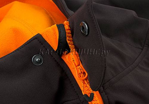 Куртка непродуваемая с капюшоном FOX Black & Orange Softshell Jacket фото 3