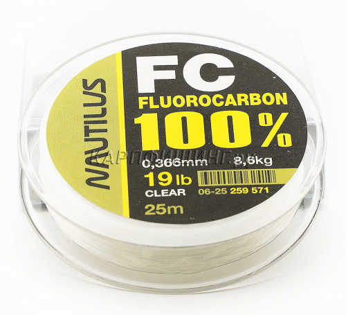 Флюорокарбоновый поводочный материал Nautilus FC Fluorocarbon 100% 25m фото 2