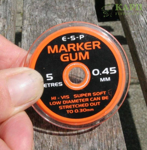 Маркерная нить ESP Marker Gum ярко оранжевого цвета и длиной 5 метров. Толщина маркерной нити 0,45мм. Эта нить предназначена для создания стопорных узлов на моно и плетеных лесках, чтобы поддерживать постоянную точность при забросе. Маркерная нить ESP Marker Gum Orange