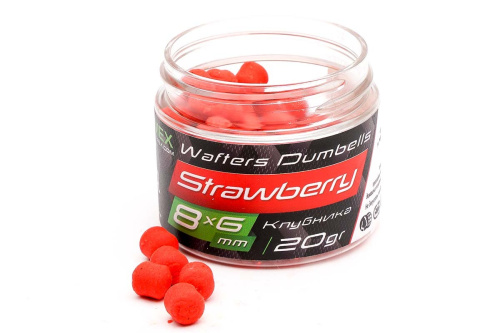 Вафтерсы ZEMEX Wafters Dumbells Strawberry (Клубника) 8x6mm Вафтерсы ZEMEX Wafters Dumbells Strawberry (Клубника) 8x6mm