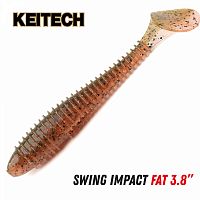 Приманка силиконовая KEITECH Swing Impact Fat 3.8" #438 Green Pumpkin Fire