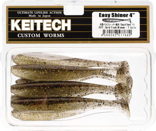Приманка силиконовая KEITECH Easy Shiner 4" #417 (Gold Flash Minnow)