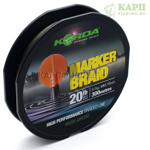 Korda Marker Braid 300m 20lb Dark Green - Шнур плетеный для маркера
