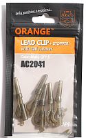 Безопасные клипсы со стопором и конусом ORANGE Lead Clip + Stopper with tail rubber