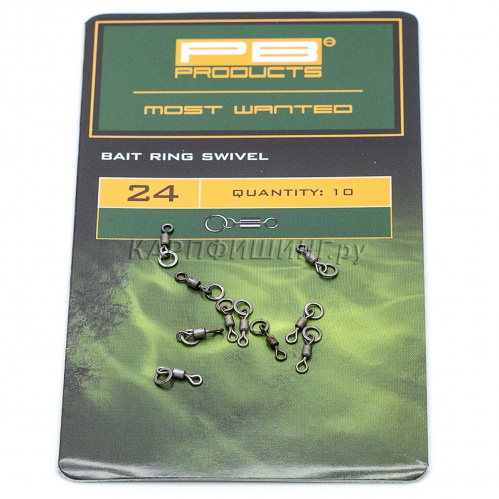 Вертлюжки с колечком для крючка PB Products Bait Ring Swivel №24