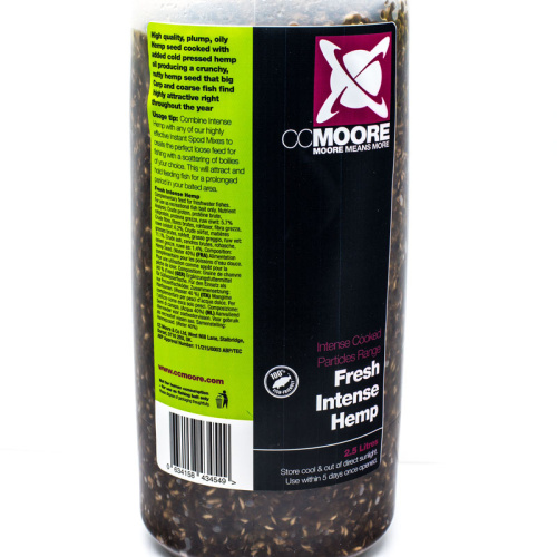 CCMoore Fresh Intense Hemp - свежая интенсивная конопля 2.5л непревзойденная прикорма для ловли мирной рыбы, которая, возможно, является одним из наиболее успешных видов питания за всю историю. CCMoore свежая интенсивная конопля 2.5л