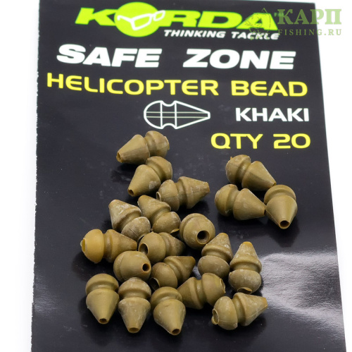 Korda Safe Zone Heli Bead - бусинка, является частью вертолетной ( Helicopter Rig ) оснастки. Как и другие элементы изготовлена в разнообразных камуфляжных оттенках. Бусины для вертолета KORDA Heli Beads KHAKI