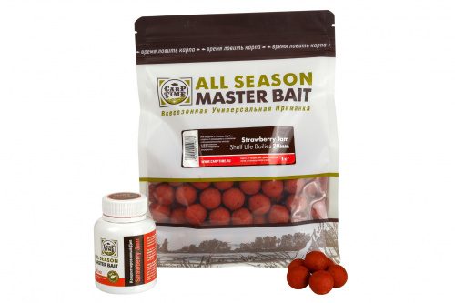 Бойлы тонущие насадочные CarpTime Master Bait Strawberry Jam (Клубничный Джем) 1кг фото 7