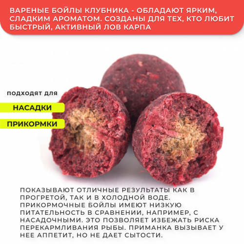 Бойлы GBS прикормочные Strawberry (Клубника) 20мм 1кг фото 2