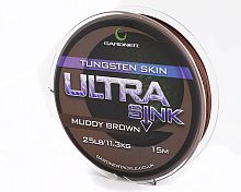 Поводковый материал в утяжеленной оплётке Gardner Ultra Sink Tungsten Skinned Hooklink 25lb 15м