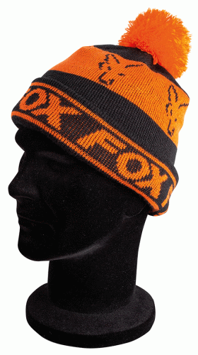 Шапка с помпоном FOX Black & Orange Lined Bobble