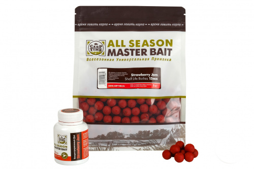 Бойлы тонущие насадочные CarpTime Master Bait Strawberry Jam (Клубничный Джем) 1кг фото 3