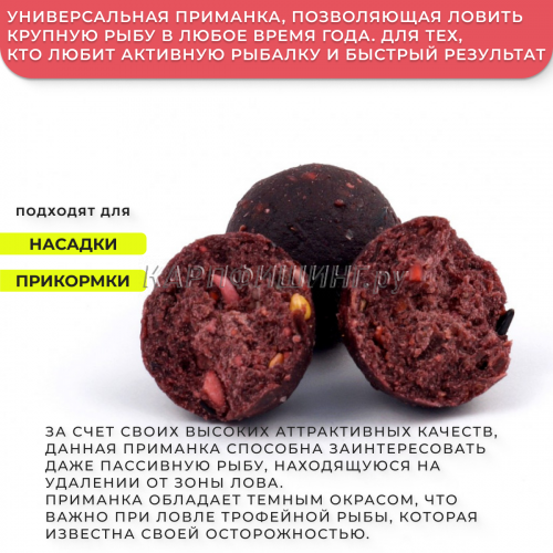 Бойлы GBS прикормочные Mulberry (Шелковица) 20мм 1кг фото 2