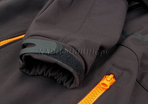 Куртка непродуваемая с капюшоном FOX Black & Orange Softshell Jacket фото 6