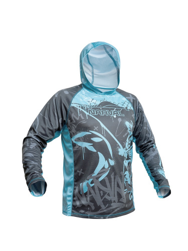 ЛОНГСЛИВ С КАПЮШОНОМ VOLGA BAITS NARVAL STREET ART GRAPHITE р.48